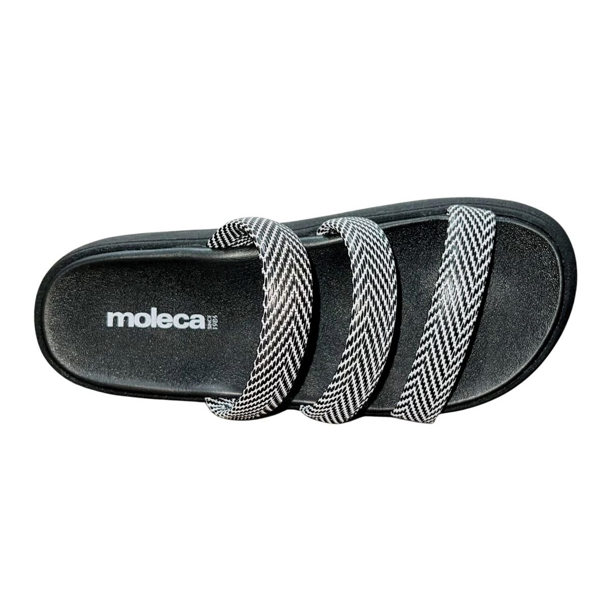 Sandália Rasteira Slide de Tiras Feminino Moleca 5469.146 Preto Preto 3