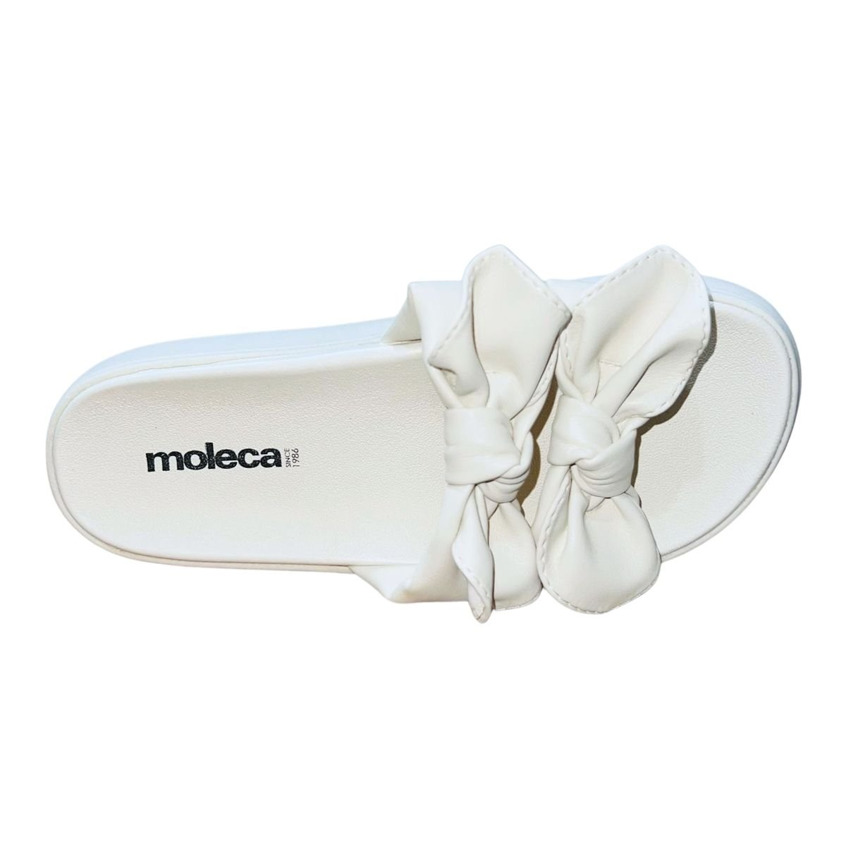 Tamanco Rasteiro Slide com Babado Feminino Moleca 5469.149 Branco Branco 3