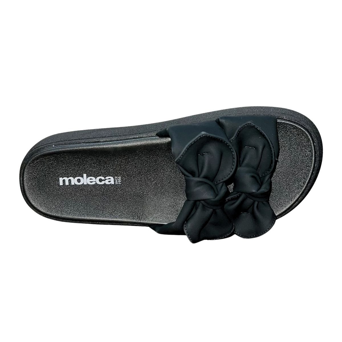 Tamanco Rasteiro Slide com Babado Feminino Moleca 5469.149 Preto Preto 3