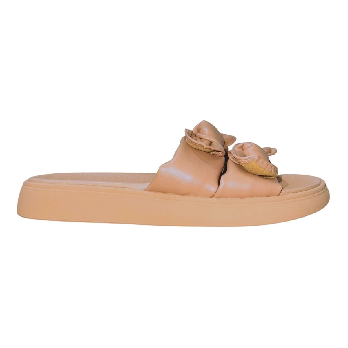 Tamanco Rasteiro Slide com Babado Feminino Moleca 5469.149 Nude