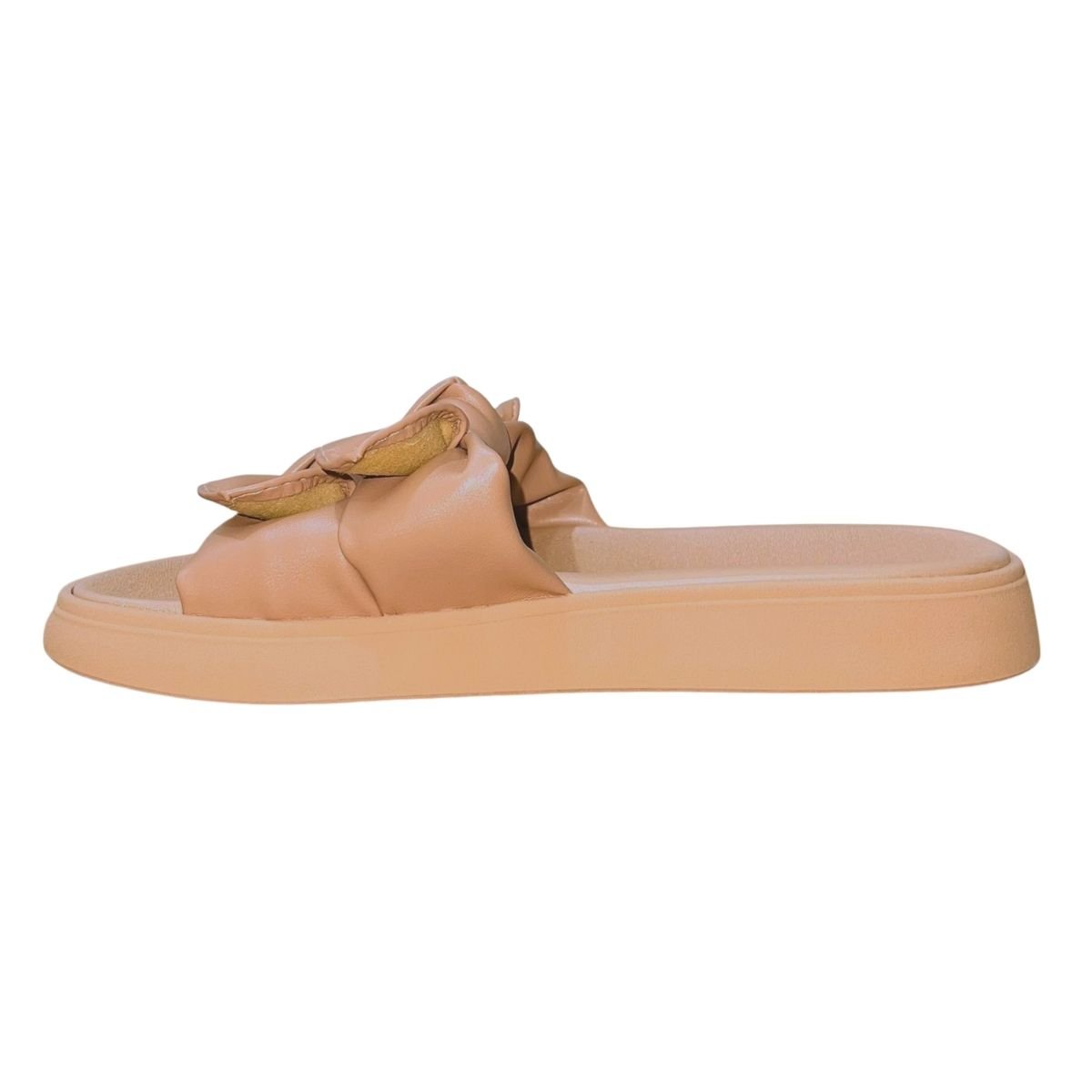 Tamanco Rasteiro Slide com Babado Feminino Moleca 5469.149 Nude Nude 4