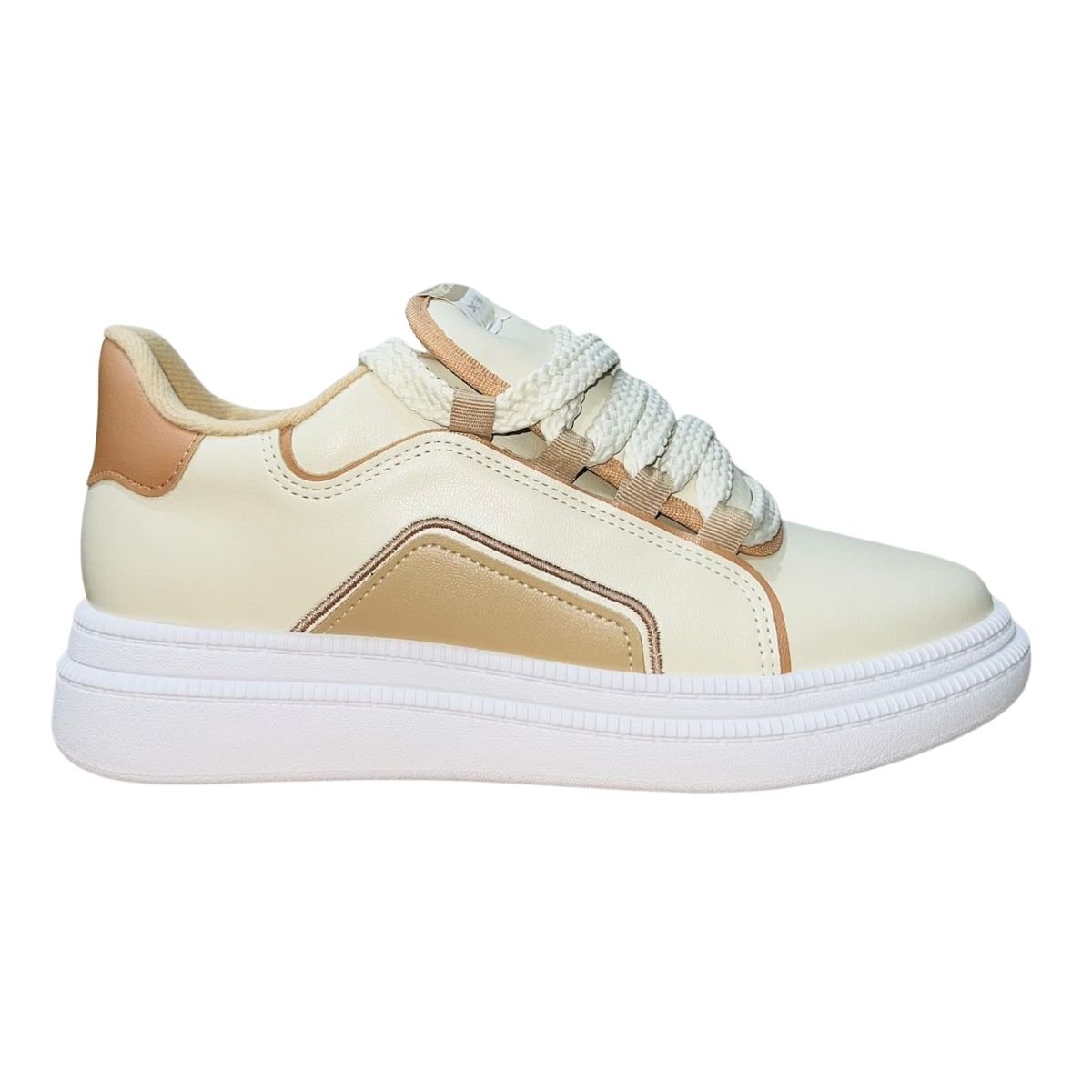 Tênis Casual Chunky Plataforma Feminino Moleca 5816.105 Bege