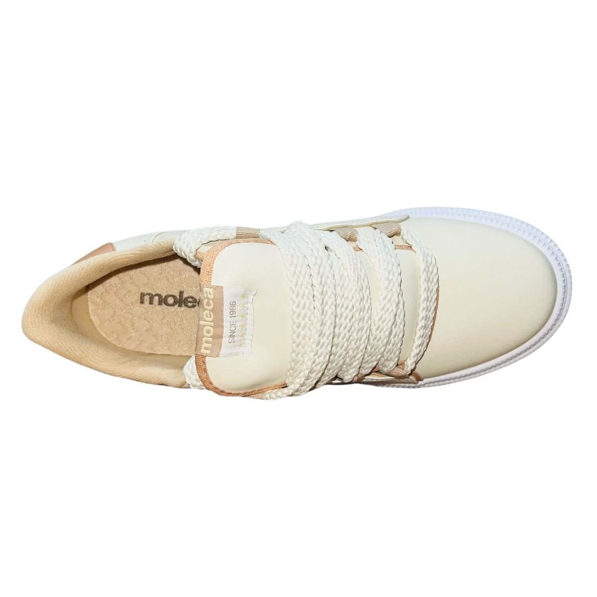 Tênis Casual Chunky Plataforma Feminino Moleca 5816.105 Bege Bege 4