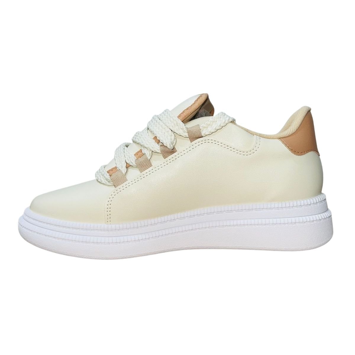 Tênis Casual Chunky Plataforma Feminino Moleca 5816.105 Bege Bege 5