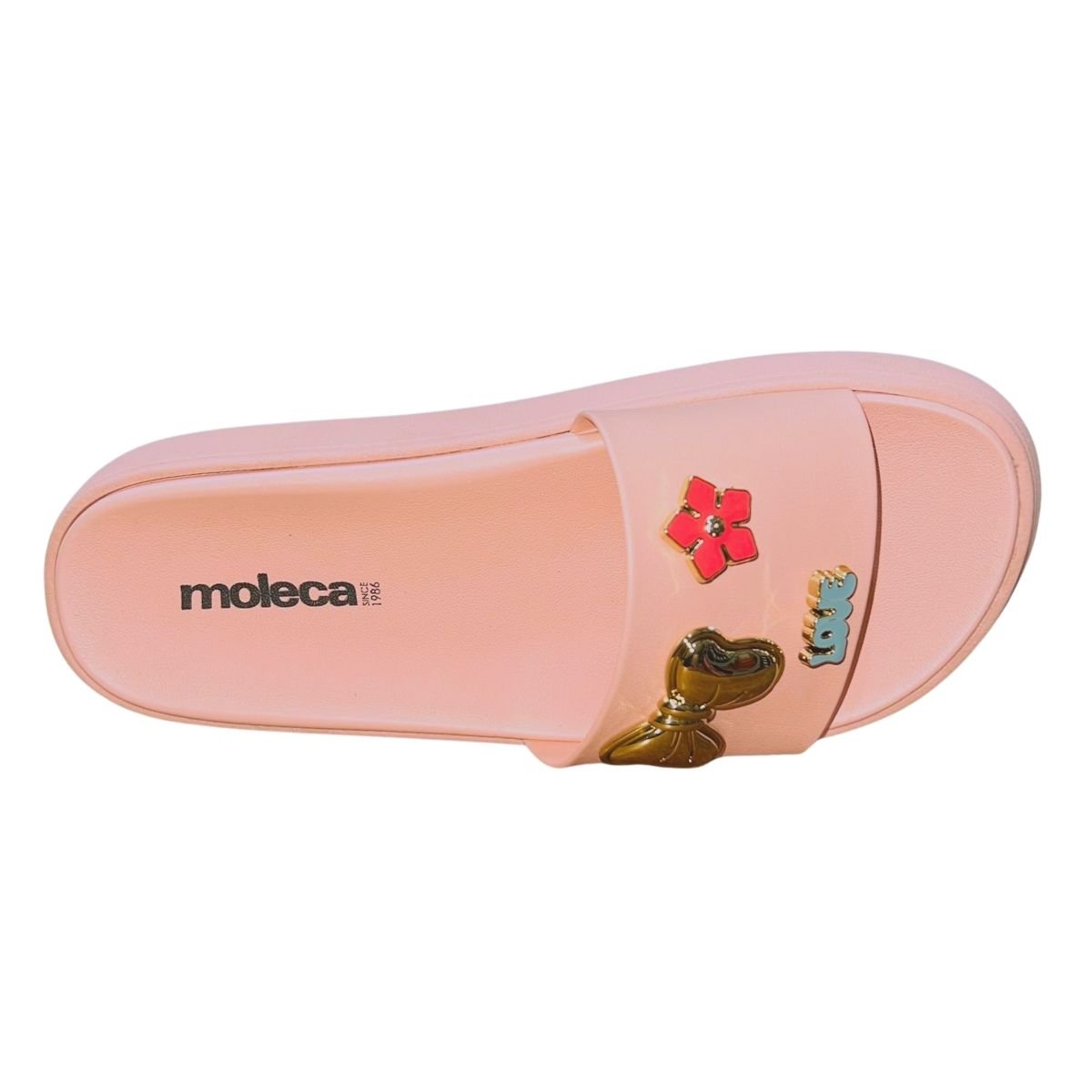 Tamanco Rasteiro Slide com Aplique Feminino Moleca 5469.151 Rosa Rosa 3