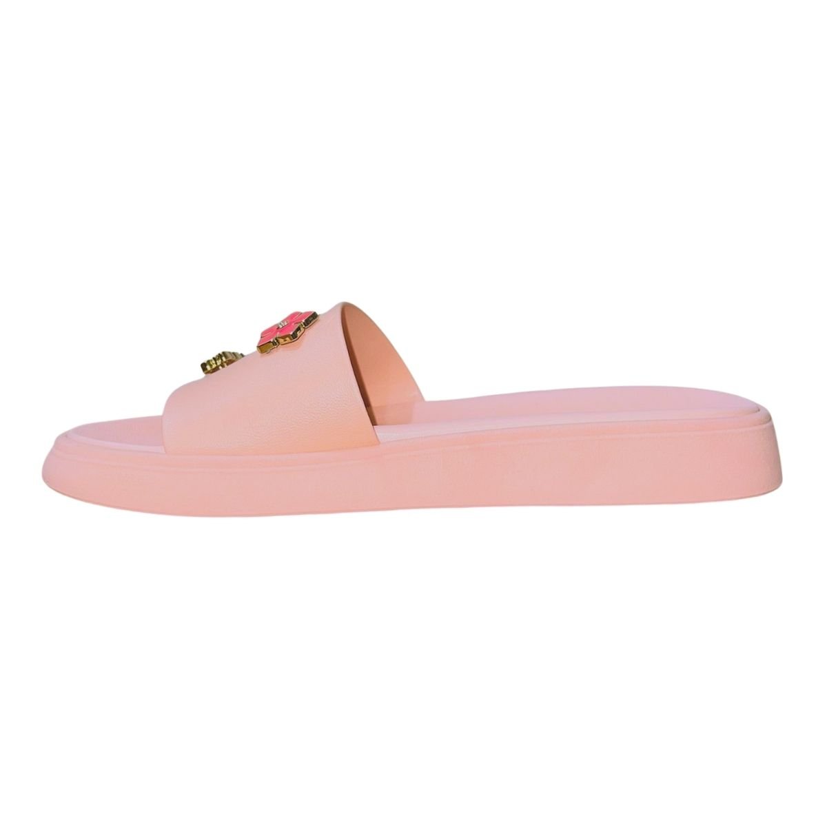 Tamanco Rasteiro Slide com Aplique Feminino Moleca 5469.151 Rosa Rosa 4