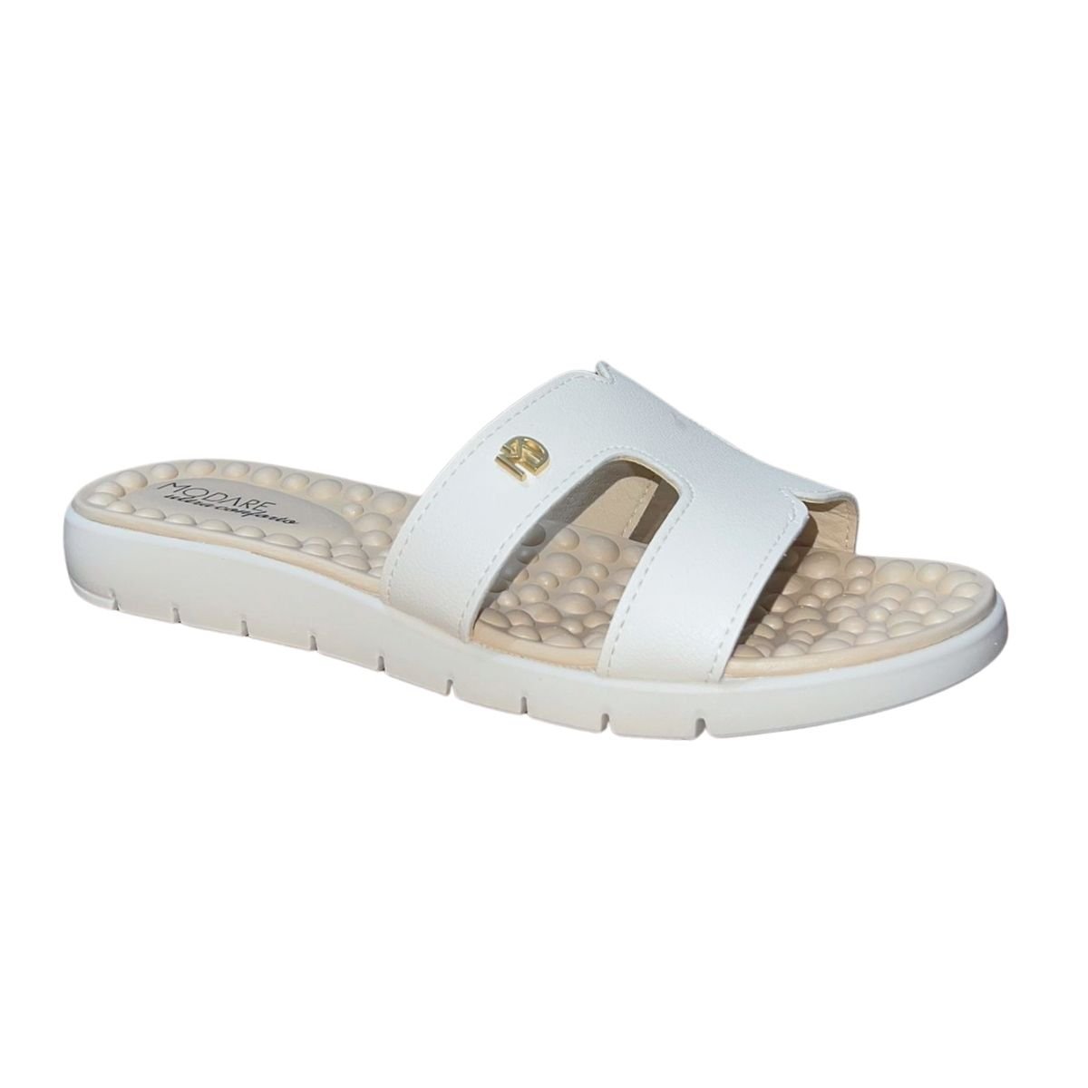 Chinelo Rasteiro Slide Feminino Modare 7162.330 Branco Branco 2