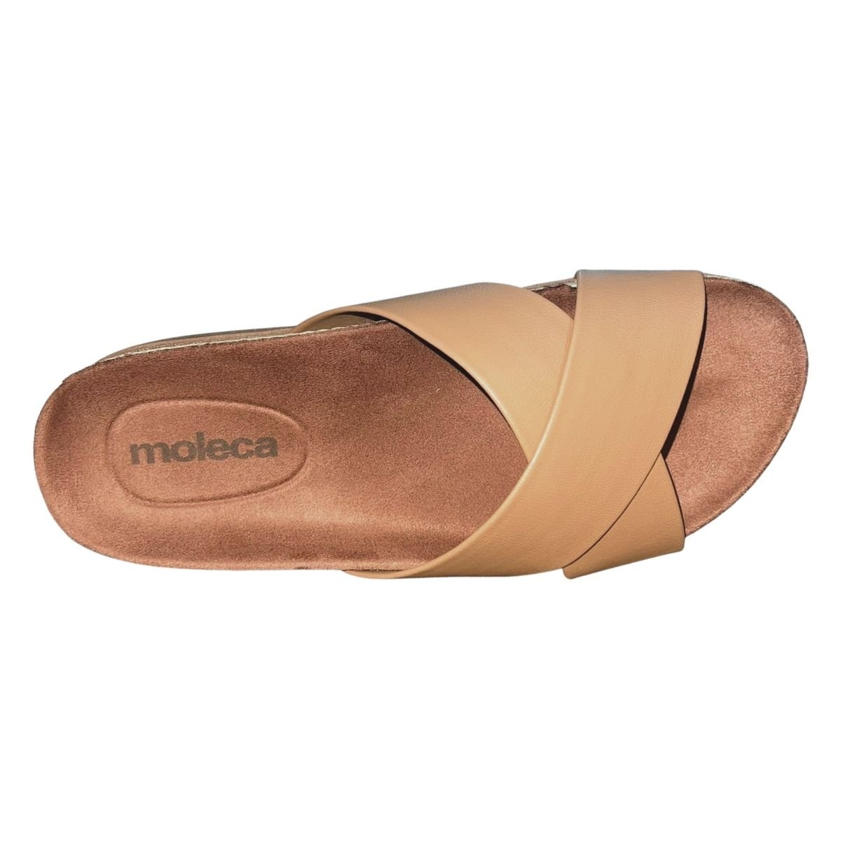 Chinelo Plataforma Slide de Tira Cruzada Feminino Moleca 5500.215 Marrom Marrom 3
