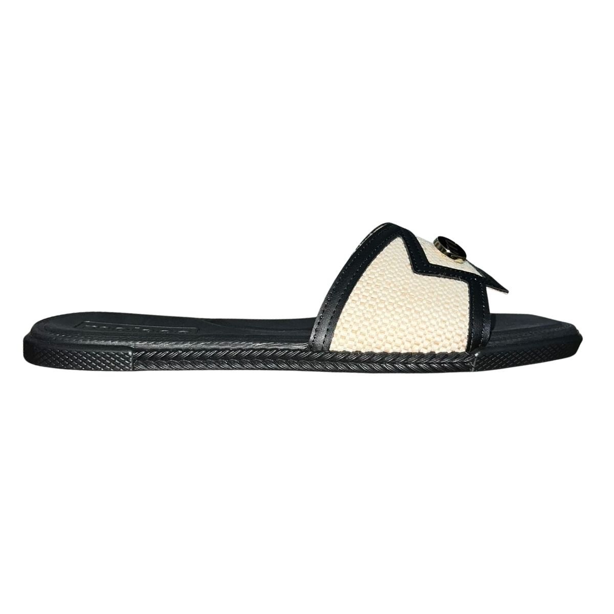 Chinelo Rasteiro Slide Feminino Moleca 5494.222 Preto Preto/Branco 2