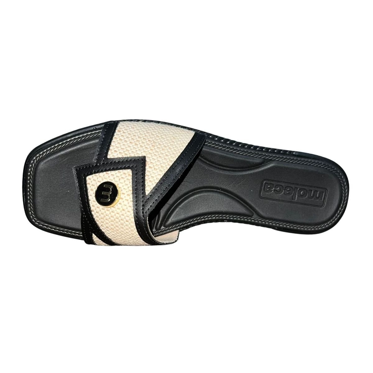 Chinelo Rasteiro Slide Feminino Moleca 5494.222 Preto Preto/Branco 4
