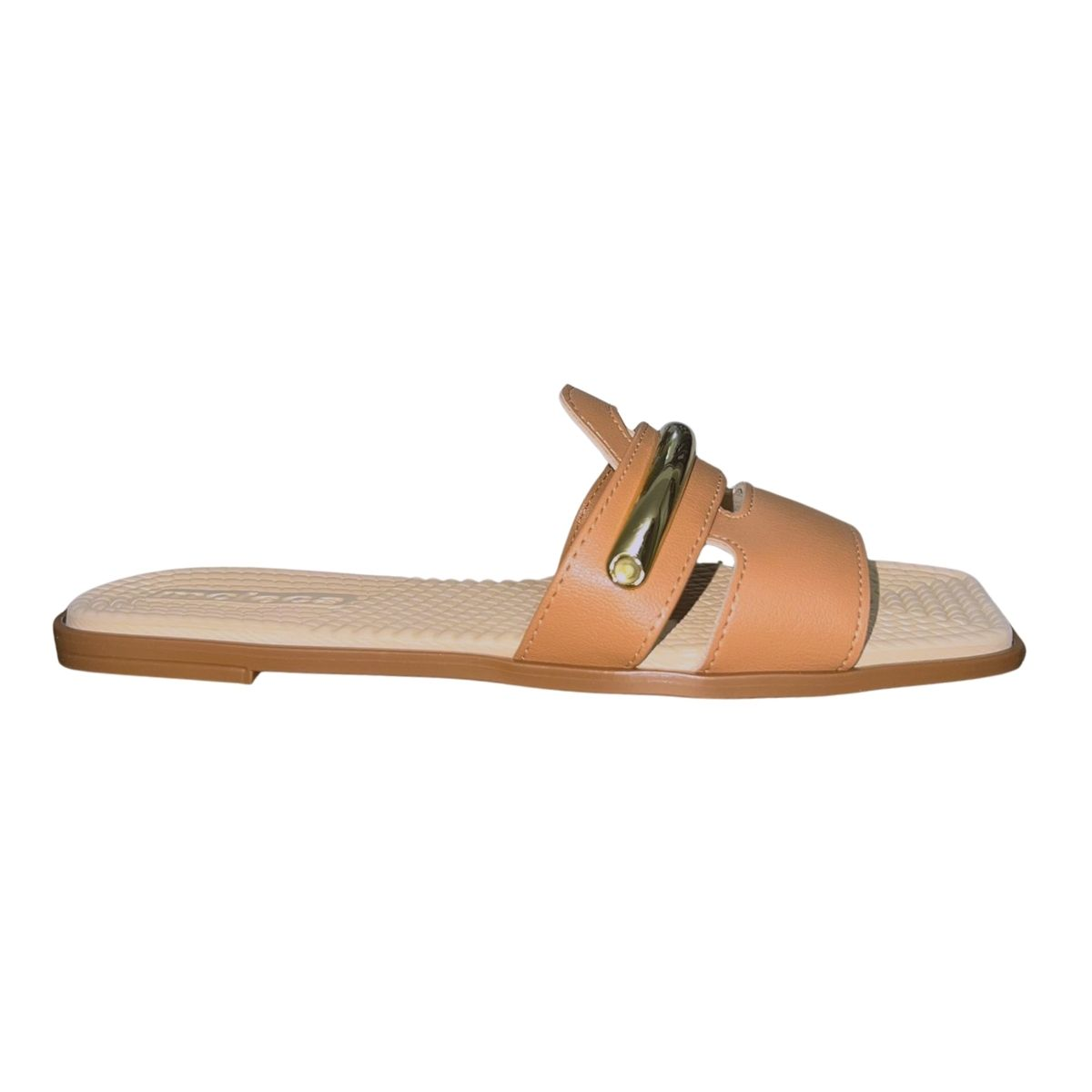 Chinelo Rasteiro Slide com Aplique Feminino Moleca 5558.105 Marrom
