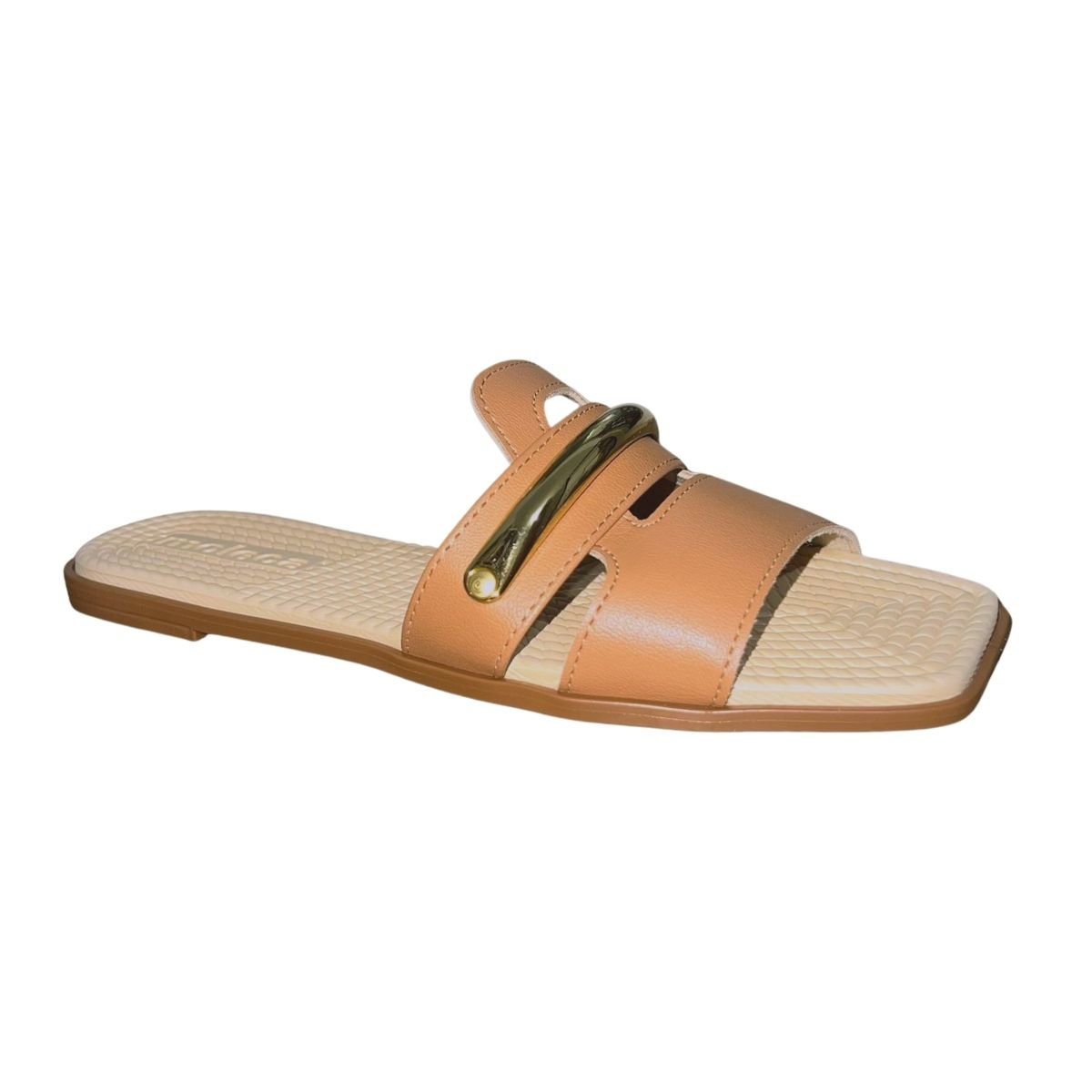 Chinelo Rasteiro Slide com Aplique Feminino Moleca 5558.105 Marrom Marrom 3