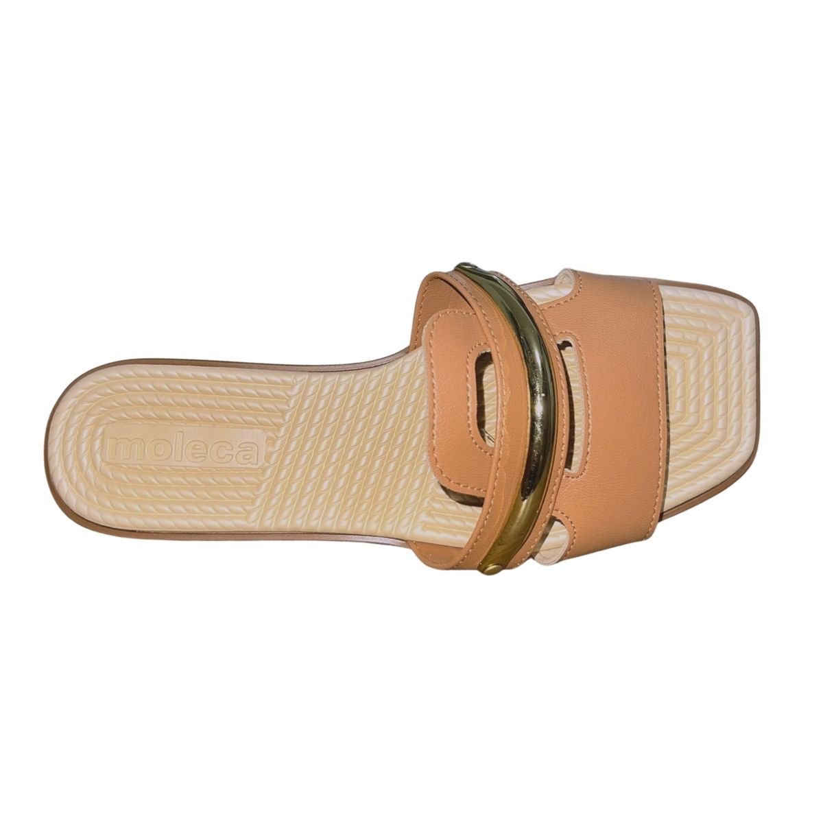 Chinelo Rasteiro Slide com Aplique Feminino Moleca 5558.105 Marrom Marrom 4