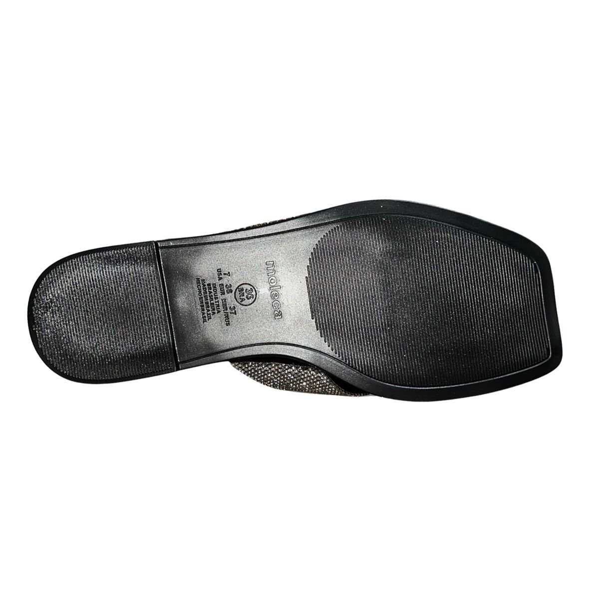 Chinelo Rasteiro Slide de Tira Cruzada Strass Feminino Moleca 5560.105 Preto Preto 6