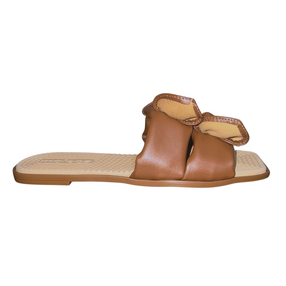 Chinelo Rasteiro Slide com Laço Feminino Moleca 5558.104 Marrom