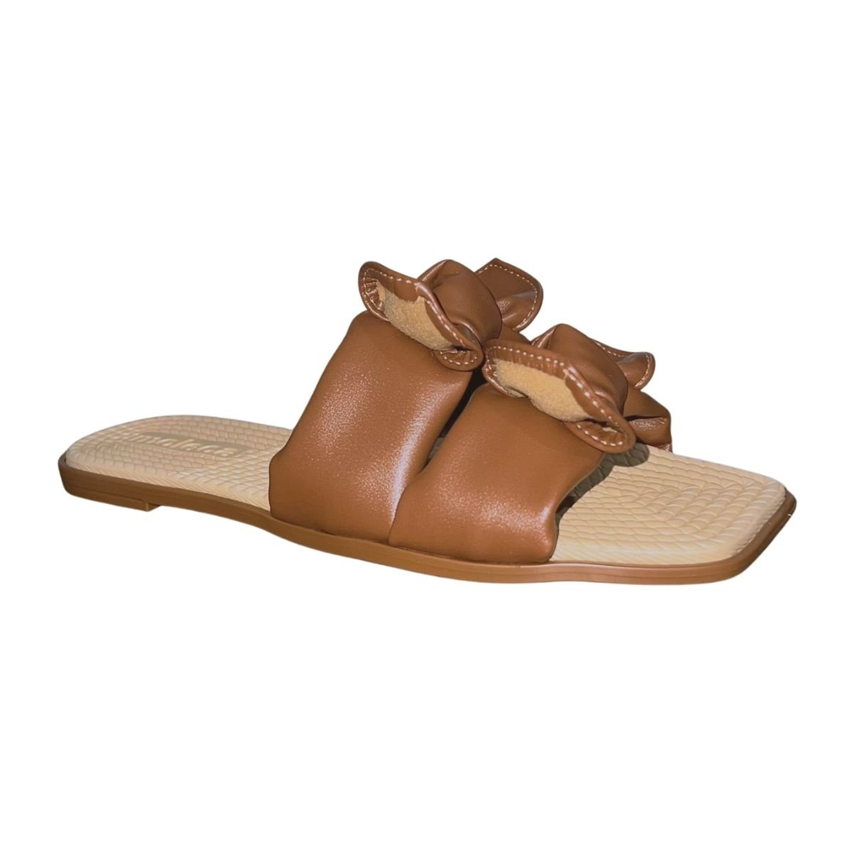 Chinelo Rasteiro Slide com Laço Feminino Moleca 5558.104 Marrom Marrom 2