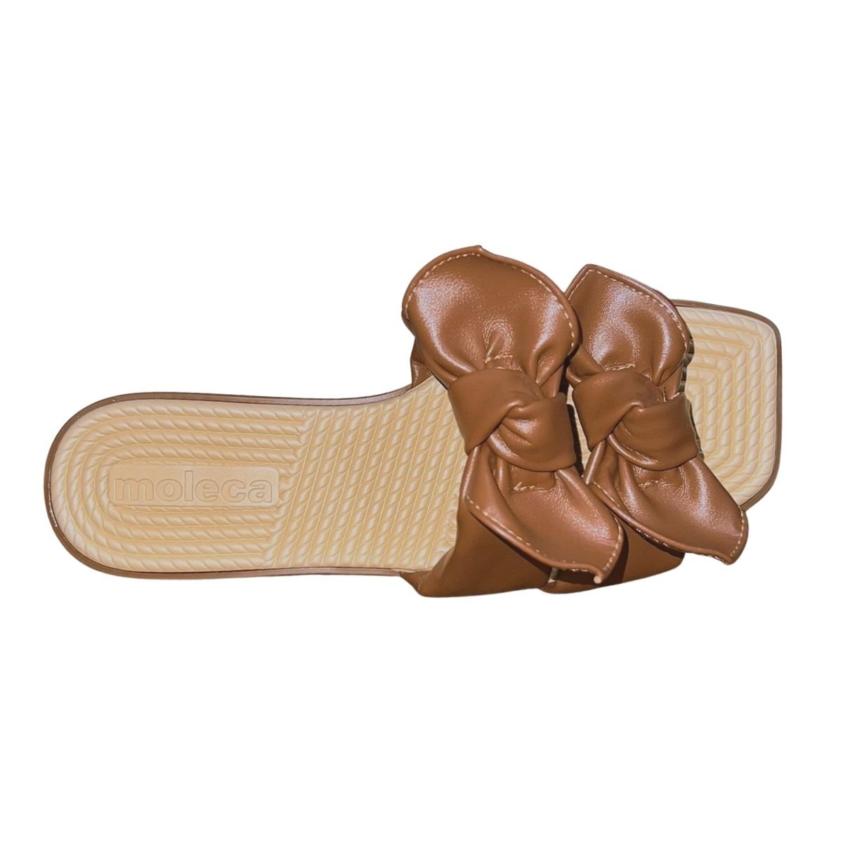 Chinelo Rasteiro Slide com Laço Feminino Moleca 5558.104 Marrom Marrom 3