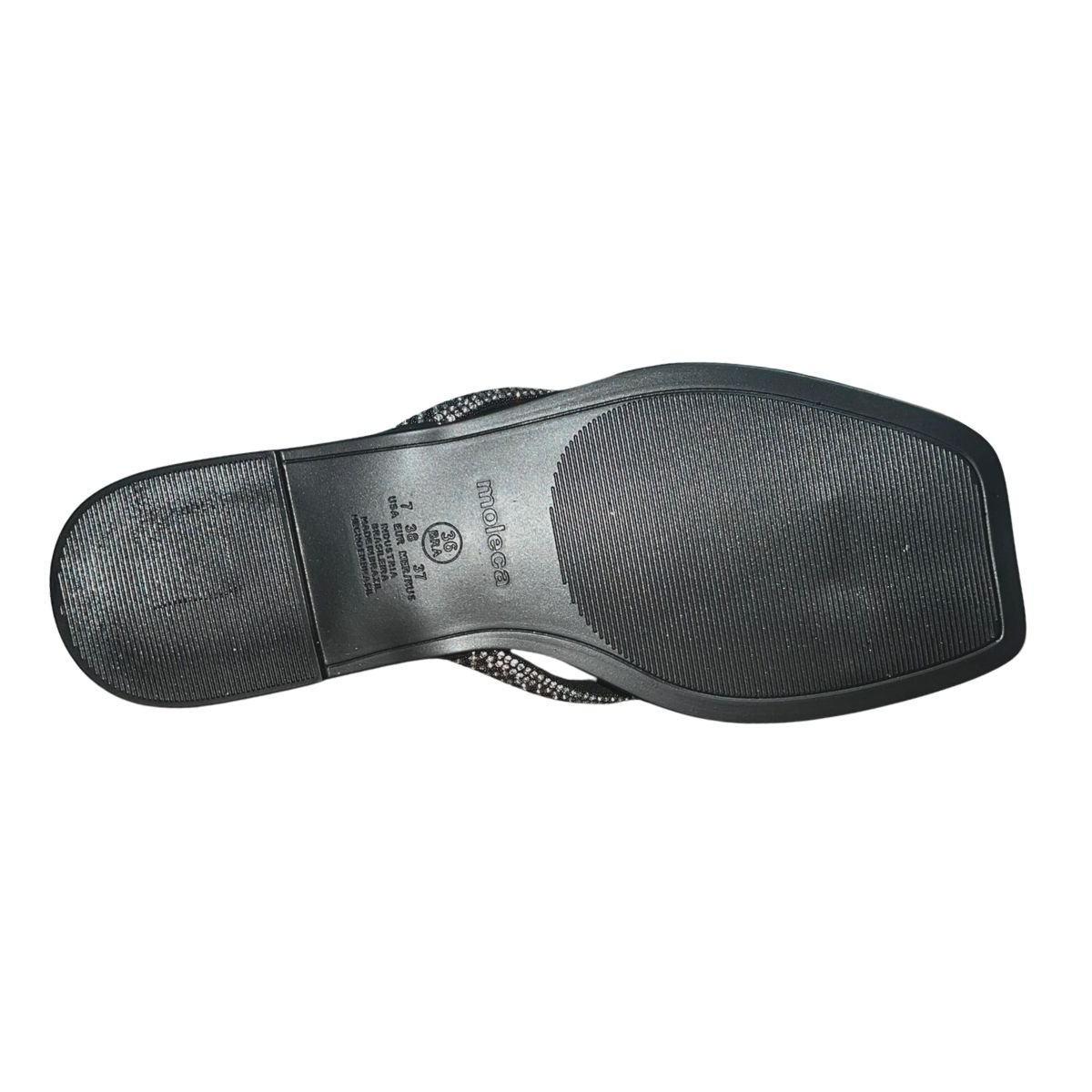 Chinelo Rasteiro de Dedo com Strass Feminino Moleca 5558.100 Preto Preto 6