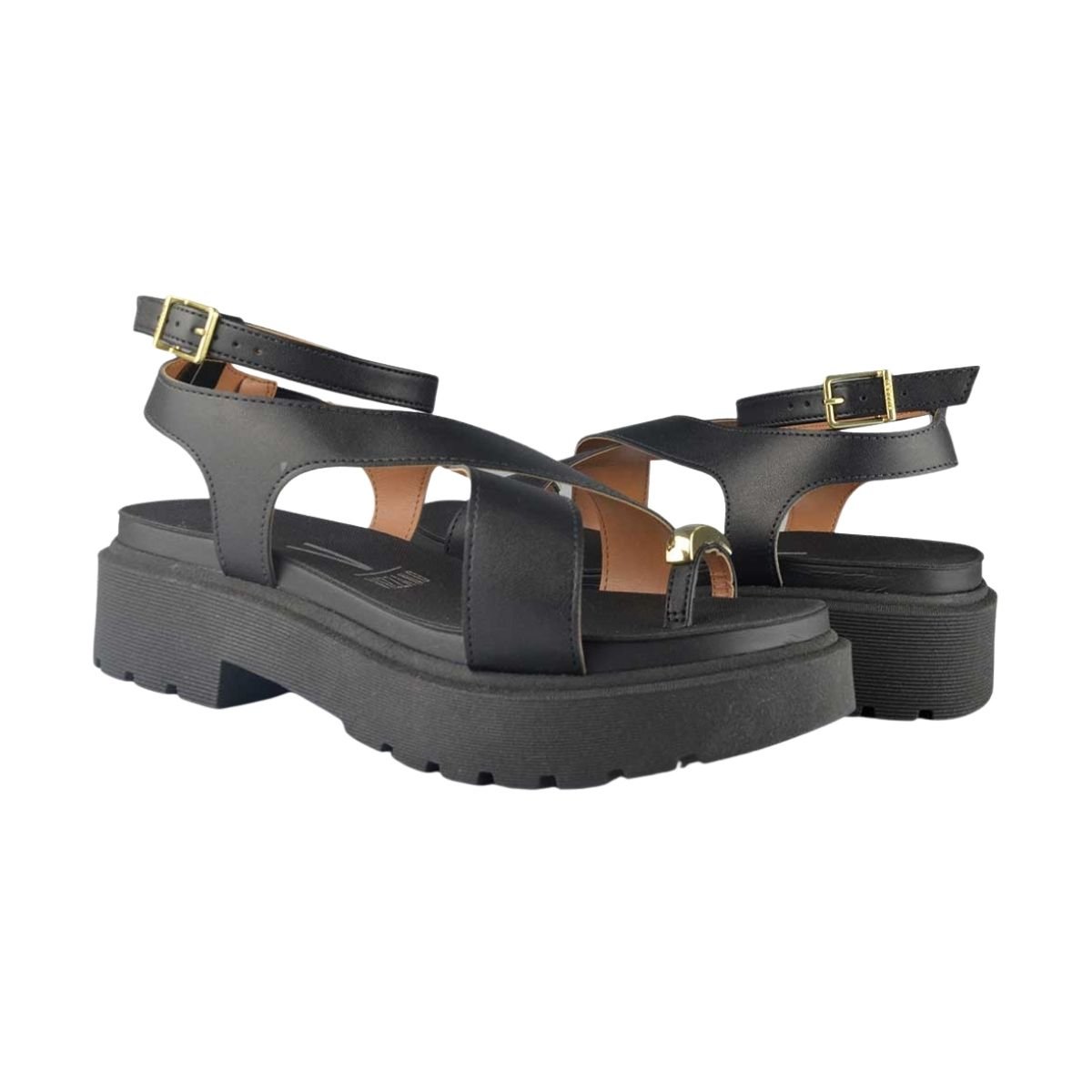 Sandália Plataforma Tratorada Feminino Vizzano 6499.122 Preto Preto 2