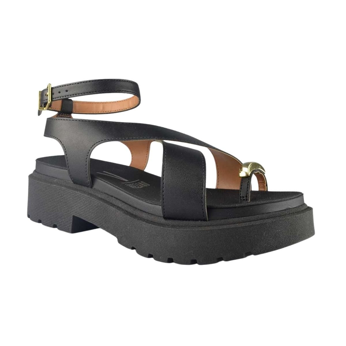 Sandália Plataforma Tratorada Feminino Vizzano 6499.122 Preto Preto 3