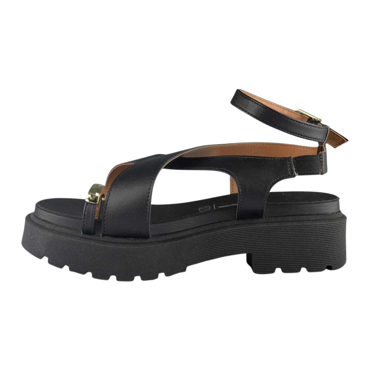 Sandália Plataforma Tratorada Feminino Vizzano 6499.122 Preto Preto 5