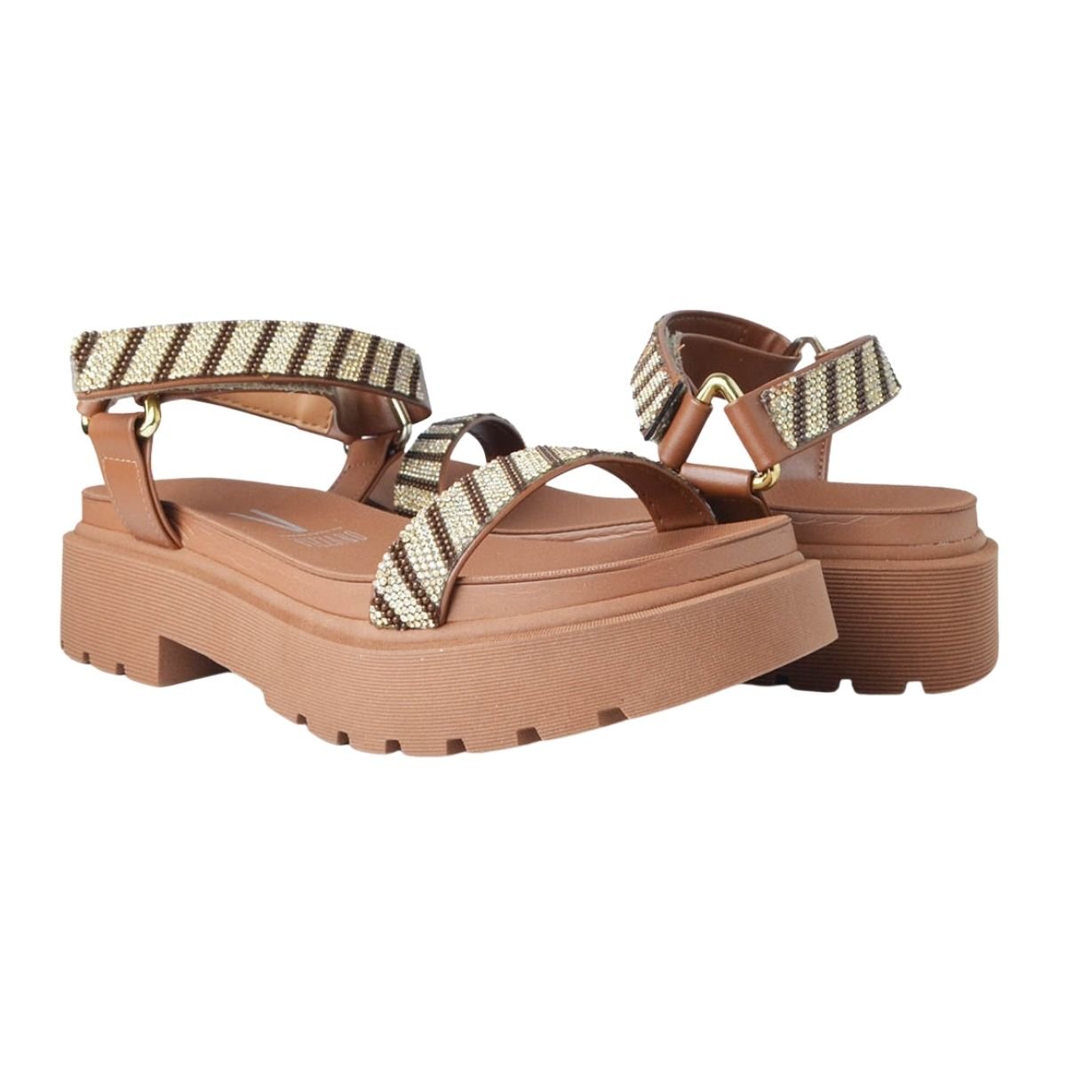 Sandália Plataforma Tratorada Feminino Vizzano 6499.103 Marrom Marrom 2