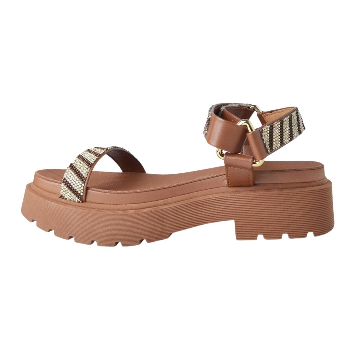 Sandália Plataforma Tratorada Feminino Vizzano 6499.103 Marrom Marrom 5