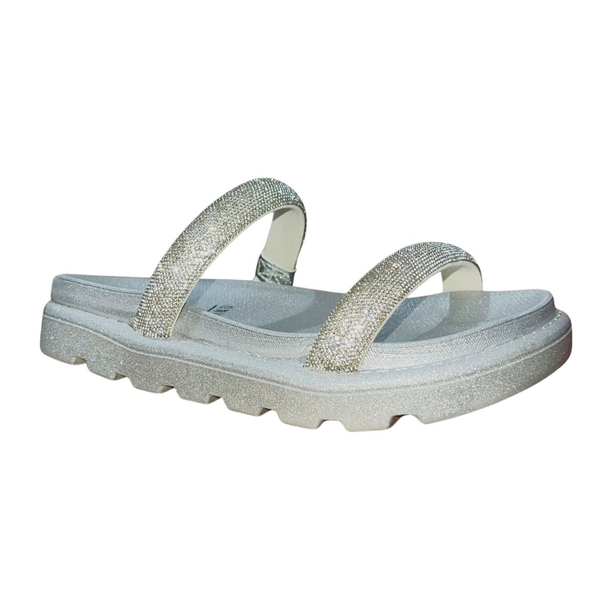 Sandália Slide Flatform Tratorada Feminino Vizzano 6459.310 Prata Prata 2