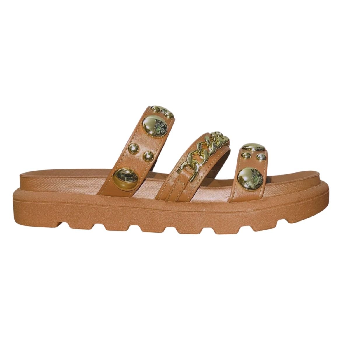 Sandália Slide Flatform Tratorada com Aplique Feminino Vizzano 6510.102 Marrom