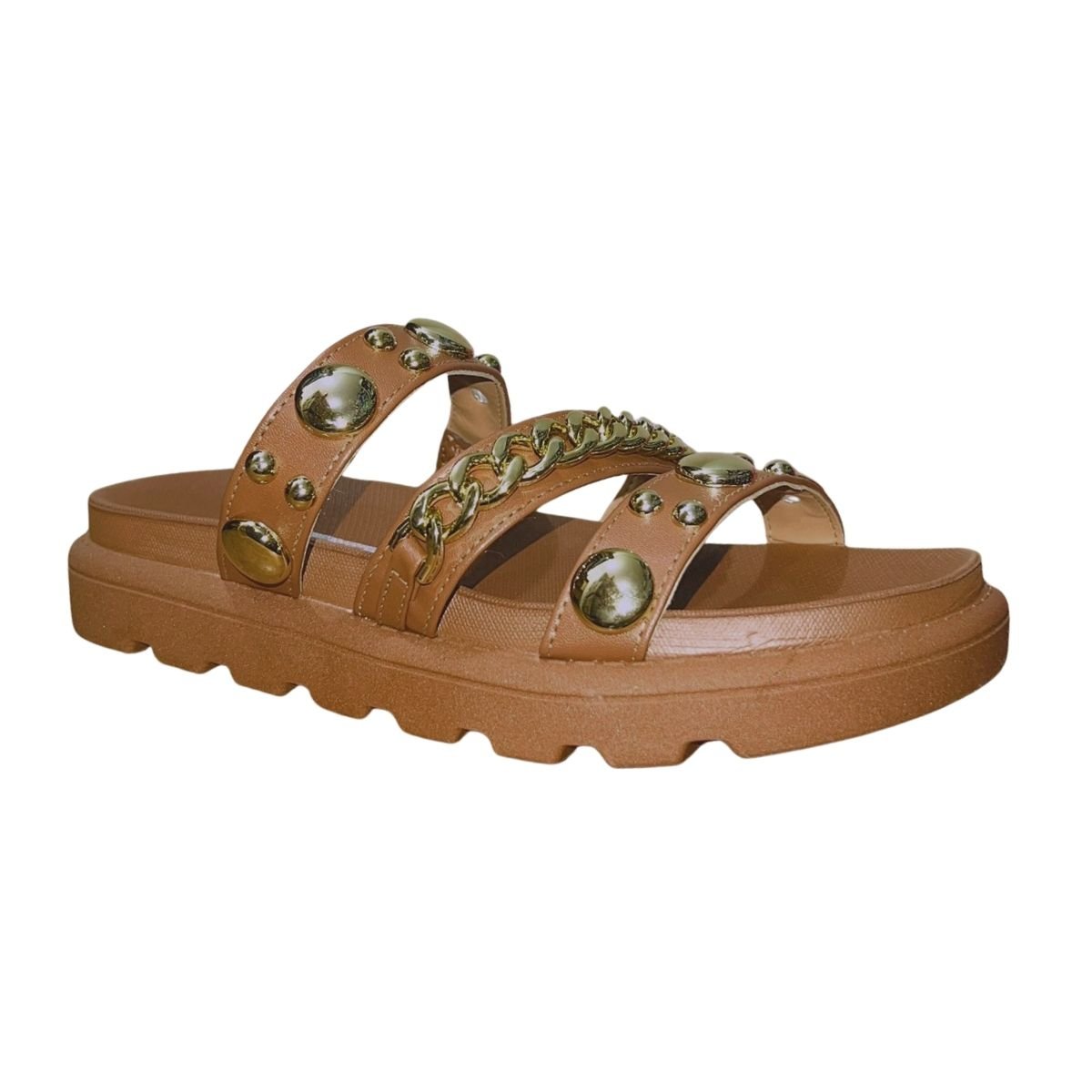 Sandália Slide Flatform Tratorada com Aplique Feminino Vizzano 6510.102 Marrom Marrom 2