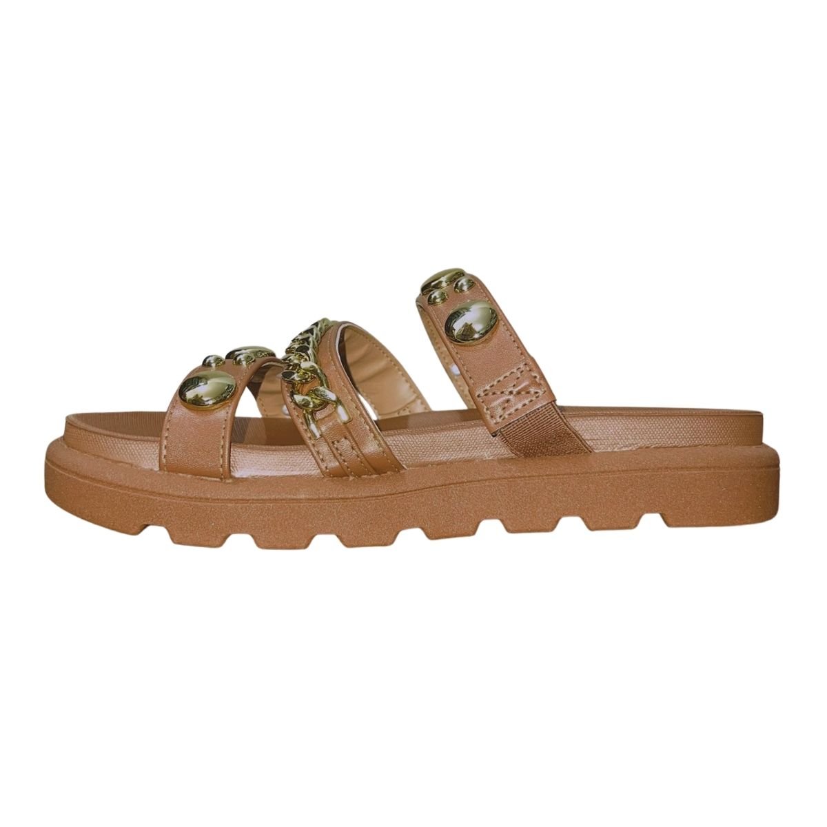 Sandália Slide Flatform Tratorada com Aplique Feminino Vizzano 6510.102 Marrom Marrom 4
