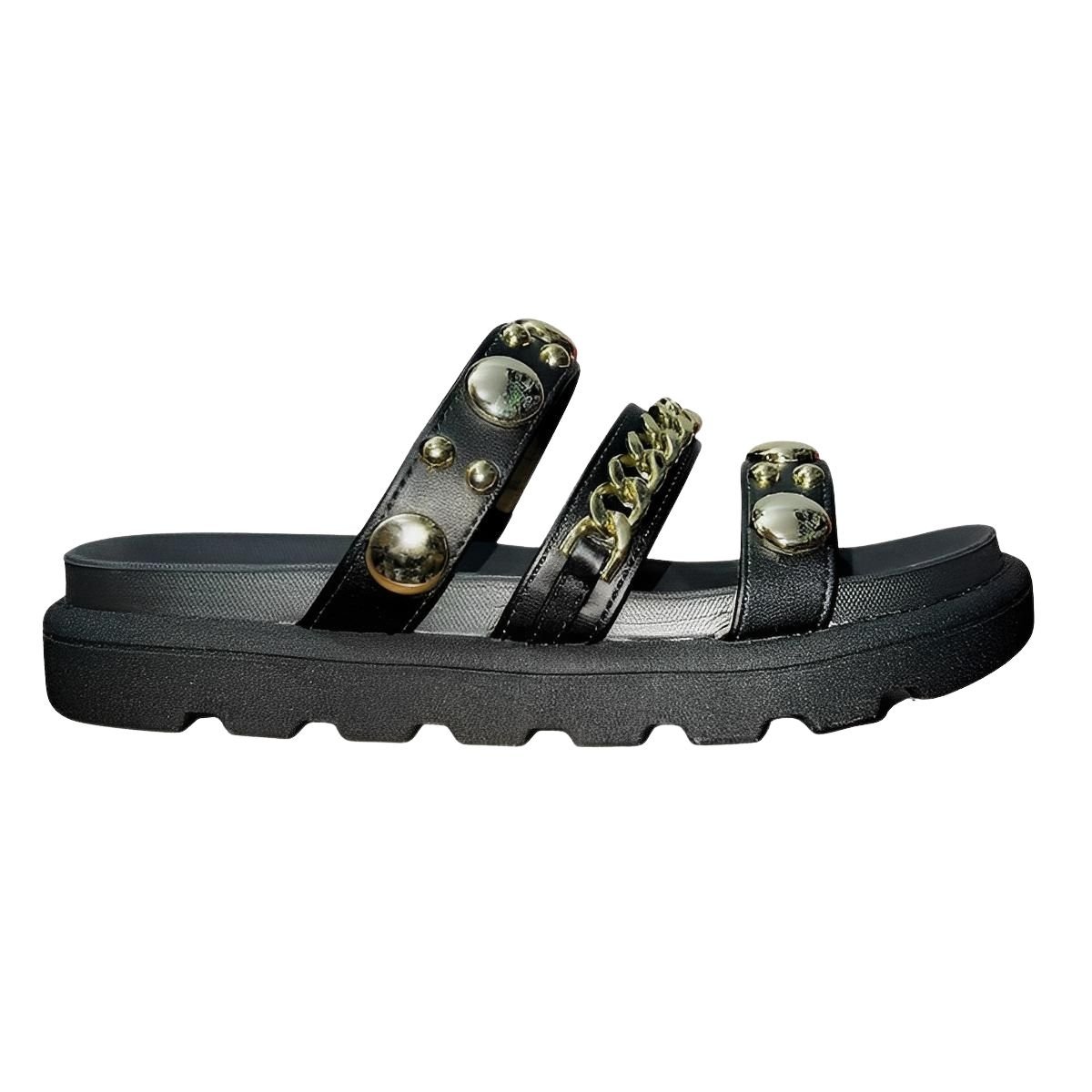 Sandália Slide Flatform Tratorada com Aplique Feminino Vizzano 6510.102 Preto