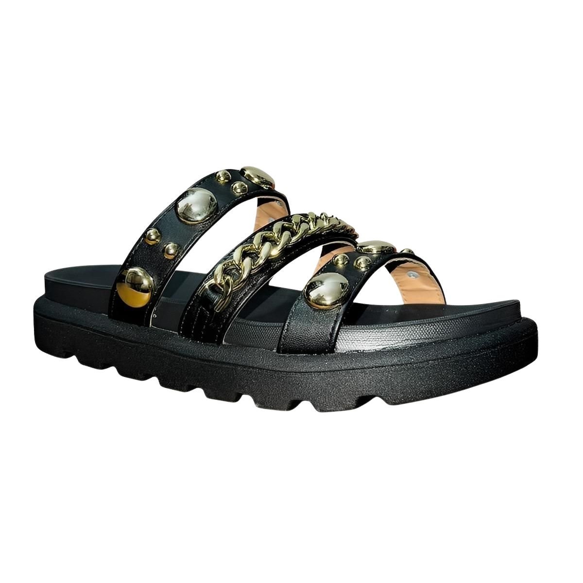 Sandália Slide Flatform Tratorada com Aplique Feminino Vizzano 6510.102 Preto Preto 2