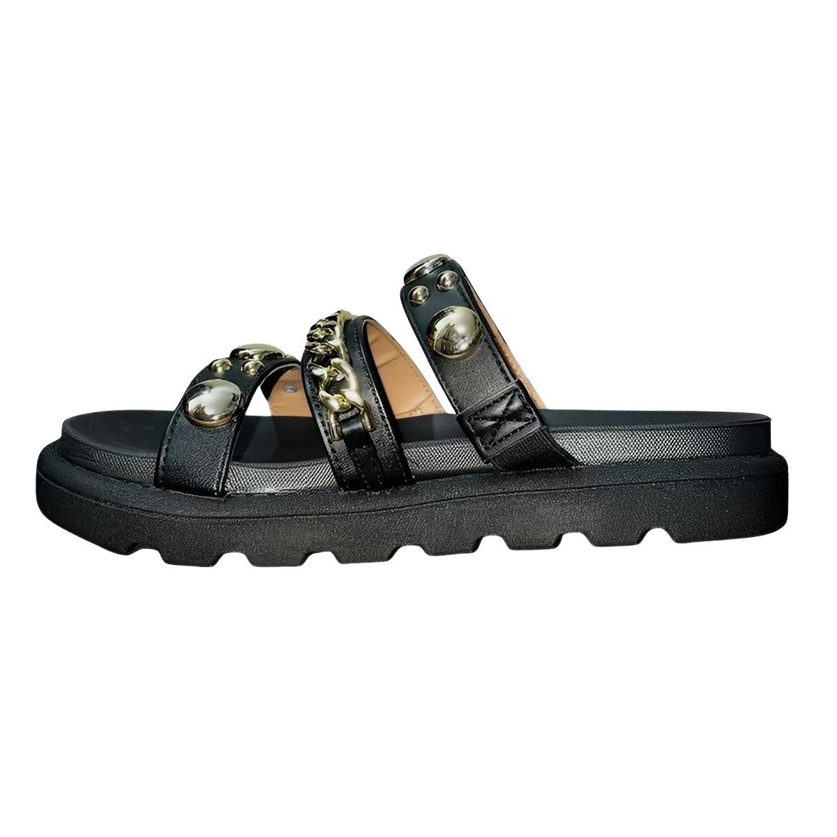 Sandália Slide Flatform Tratorada com Aplique Feminino Vizzano 6510.102 Preto Preto 4