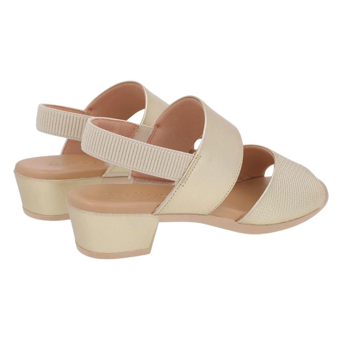 Sandália Salto Bloco de Couro Feminino Usaflex PA02002001 Dourado Dourado 3