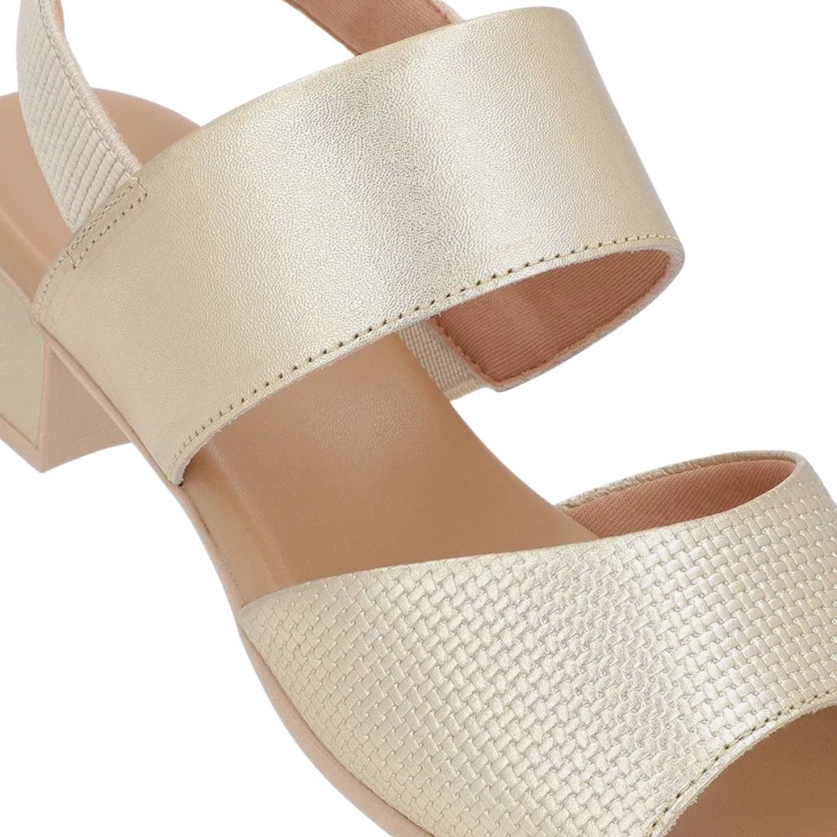 Sandália Salto Bloco de Couro Feminino Usaflex PA02002001 Dourado Dourado 4