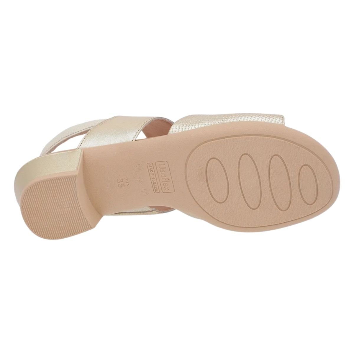 Sandália Salto Bloco de Couro Feminino Usaflex PA02002001 Dourado Dourado 5