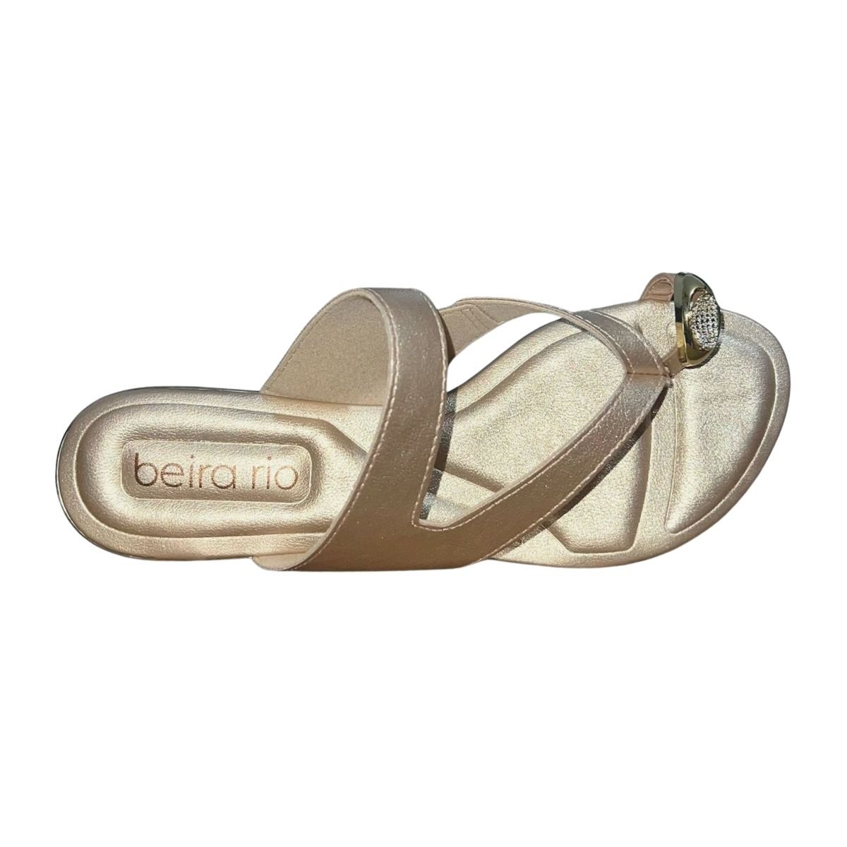 Sandália Rasteira Slide de Dedo Feminino Beira Rio 8263.986 Dourado Dourado 4