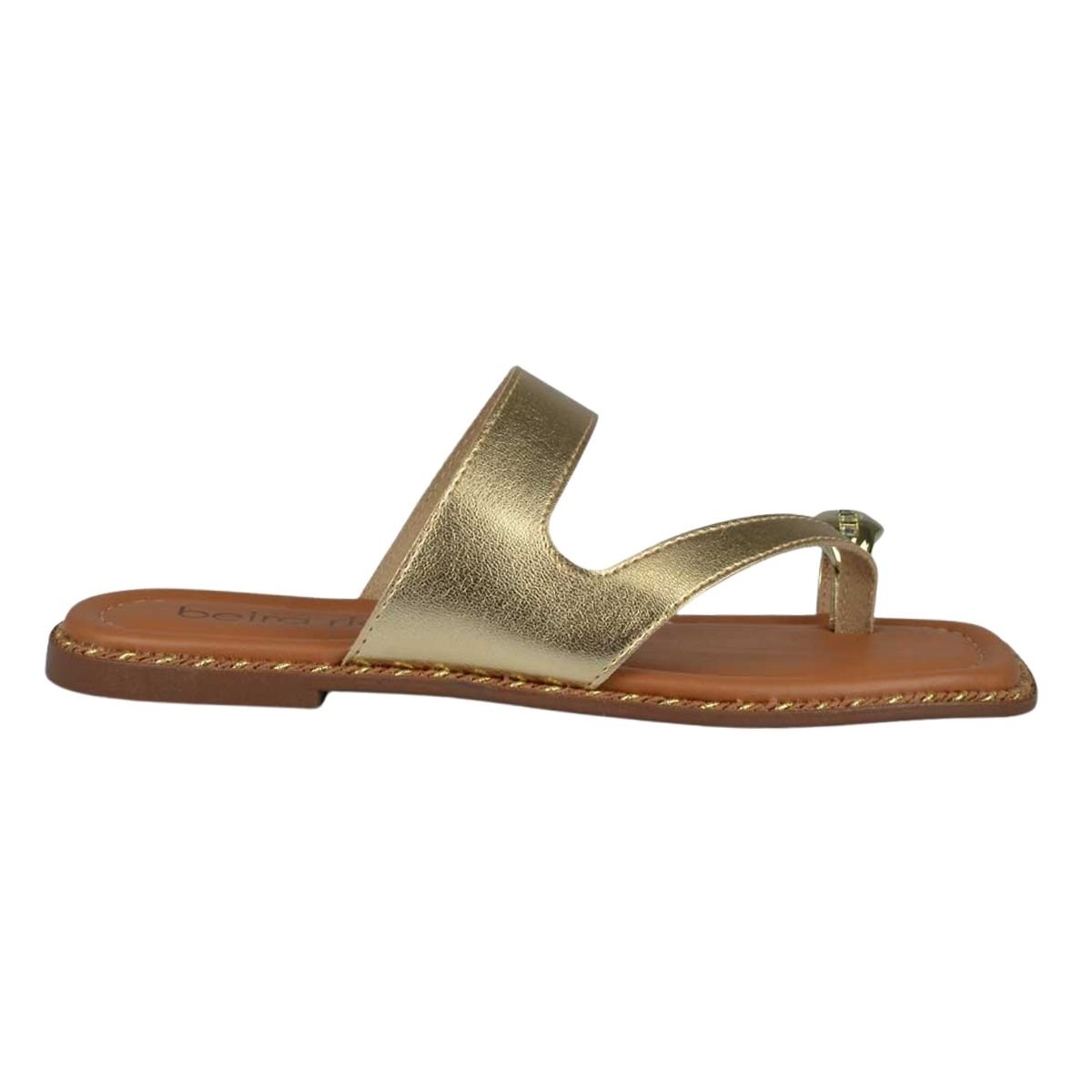 Sandália Rasteira Slide de Dedo Feminino Beira Rio 8506.209 Dourado