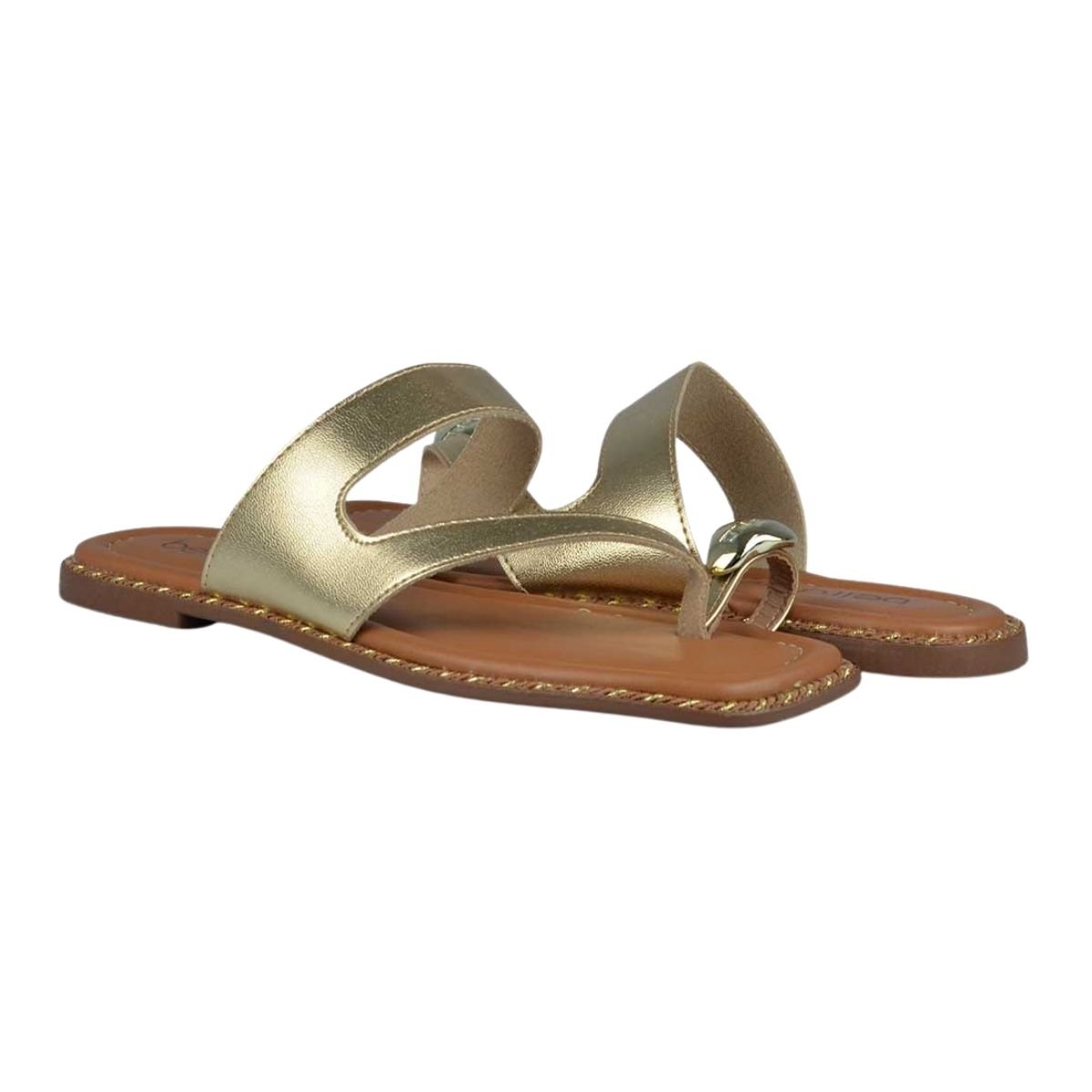 Sandália Rasteira Slide de Dedo Feminino Beira Rio 8506.209 Dourado Dourado 2