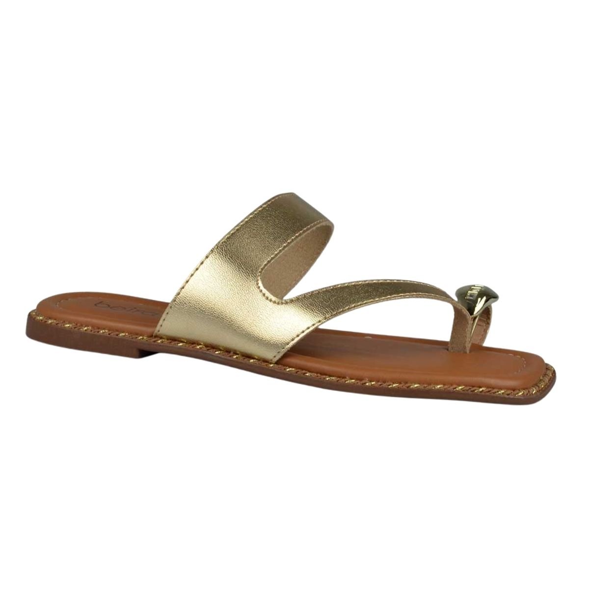 Sandália Rasteira Slide de Dedo Feminino Beira Rio 8506.209 Dourado Dourado 3