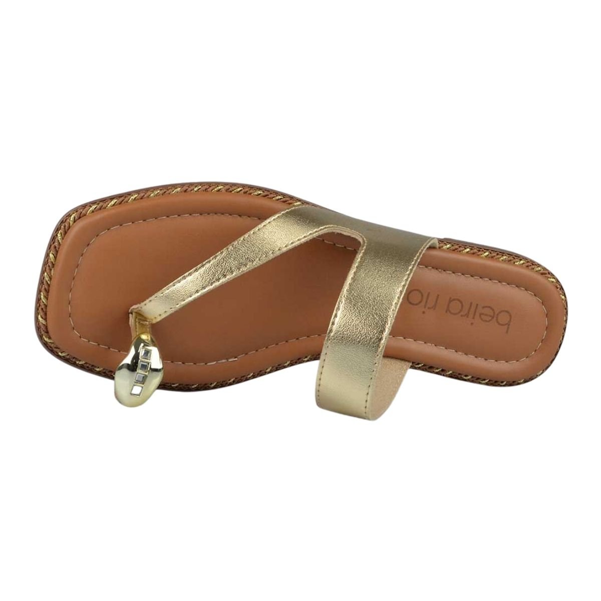 Sandália Rasteira Slide de Dedo Feminino Beira Rio 8506.209 Dourado Dourado 4