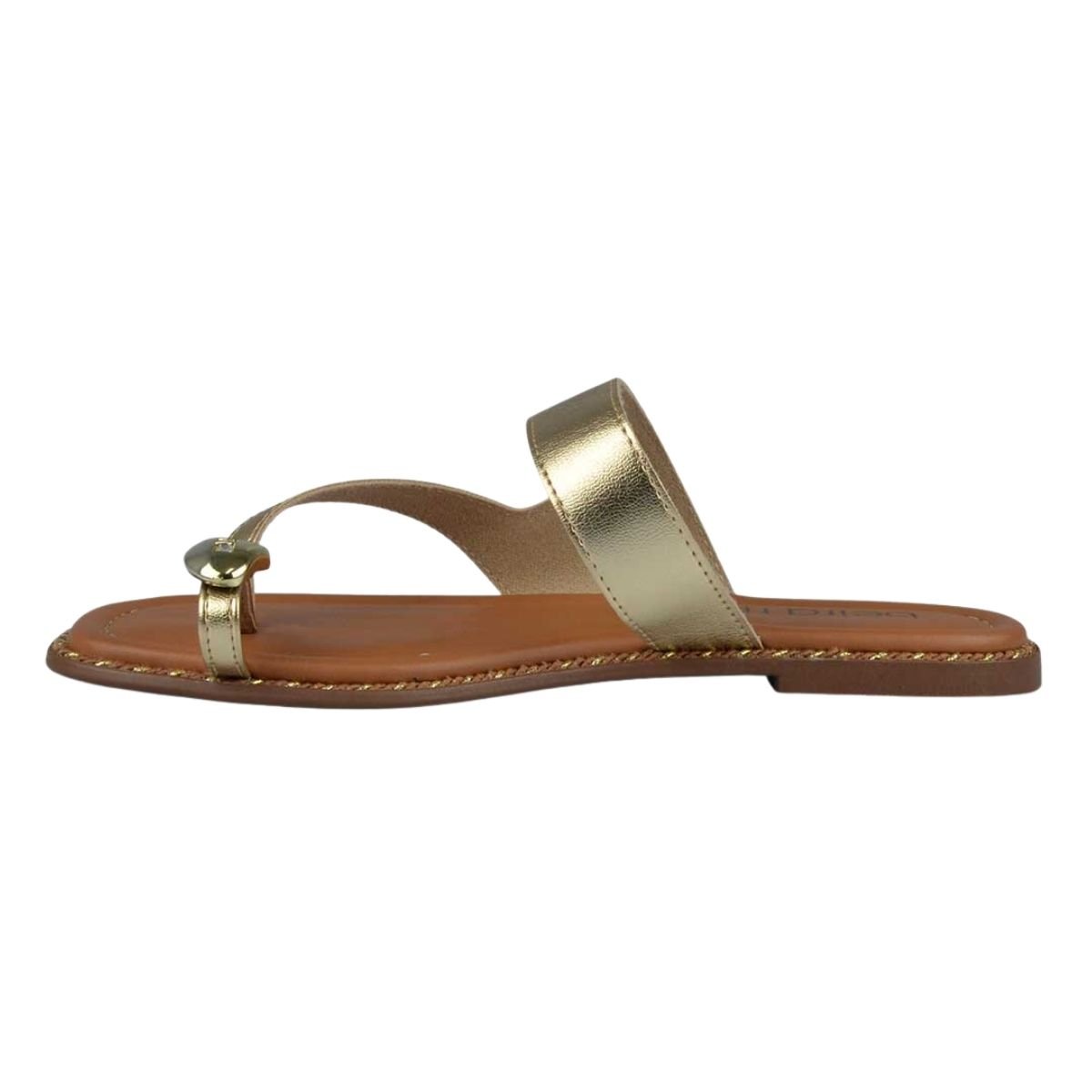 Sandália Rasteira Slide de Dedo Feminino Beira Rio 8506.209 Dourado Dourado 5