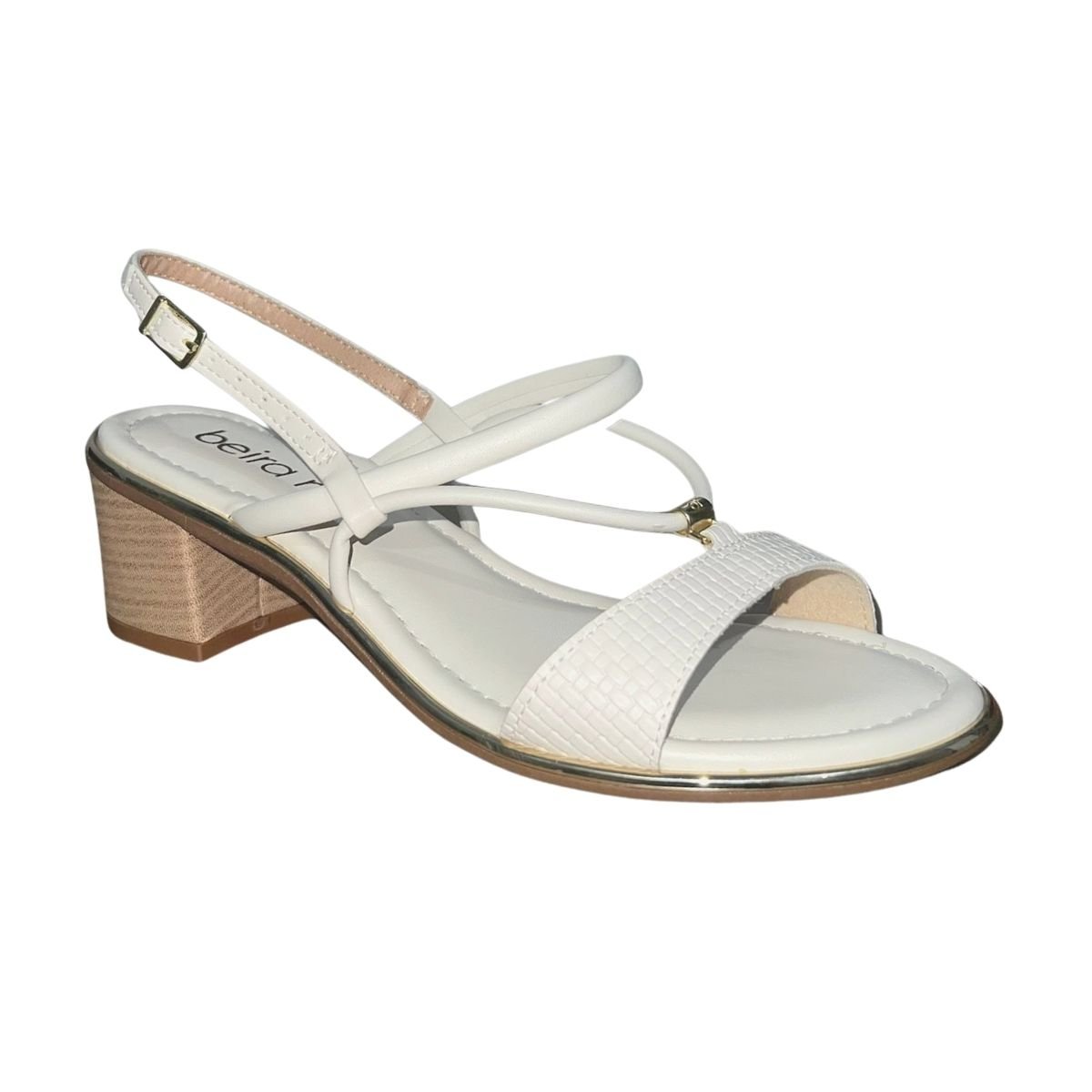 Sandália de Salto Bloco Feminino Beira Rio 8379.263 Branco Branco 2