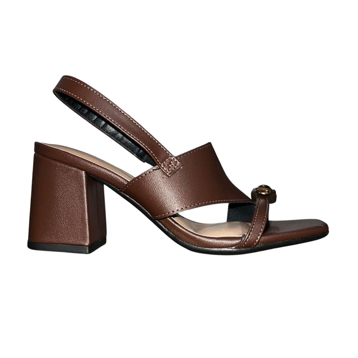 Sandália Slingback de Salto Bloco Feminino Beira Rio 8436.243 Marrom