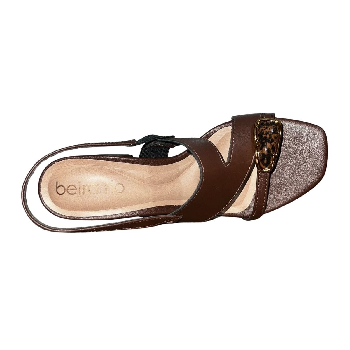 Sandália Slingback de Salto Bloco Feminino Beira Rio 8436.243 Marrom Marrom 3