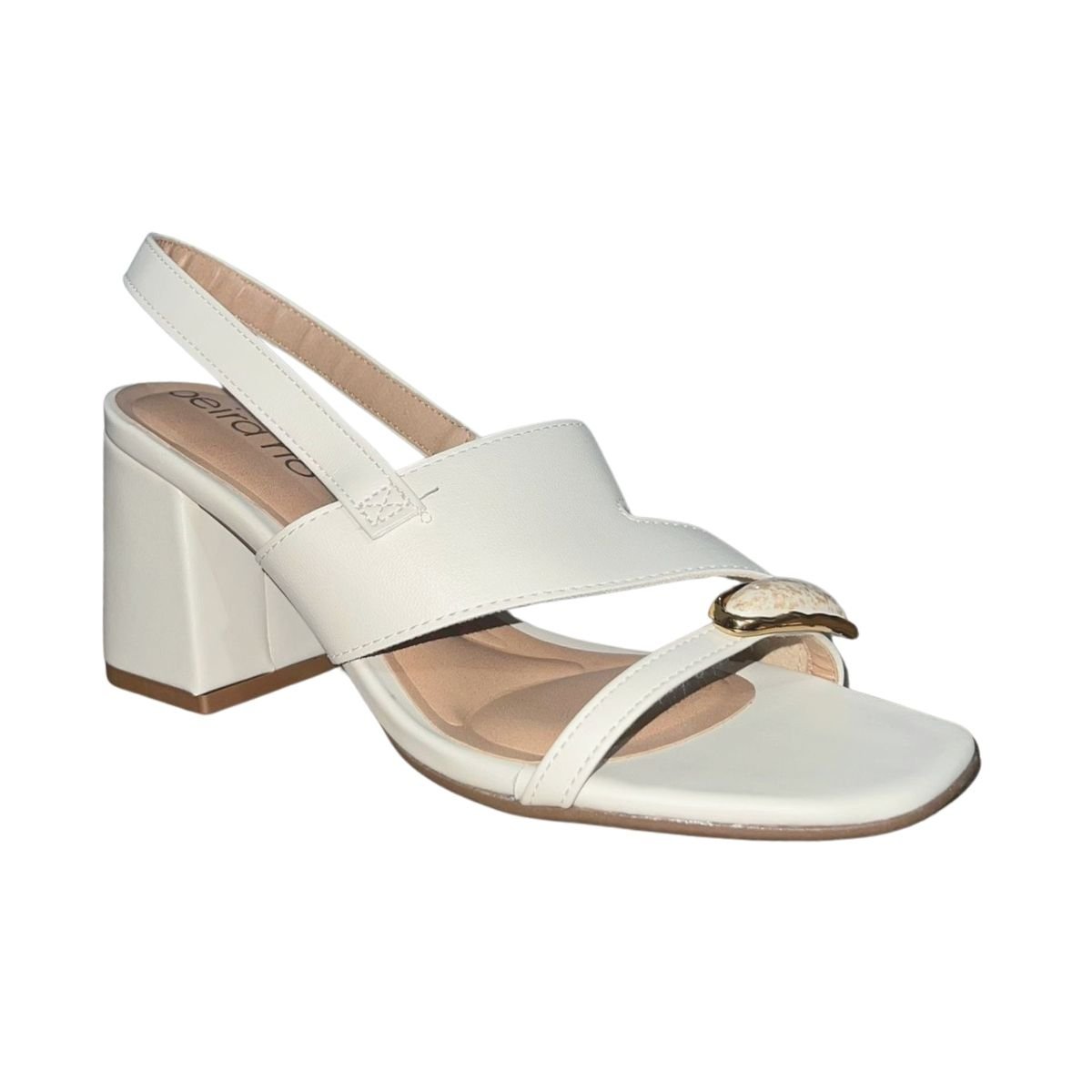 Sandália Slingback de Salto Bloco Feminino Beira Rio 8436.243 Off White Branco 3