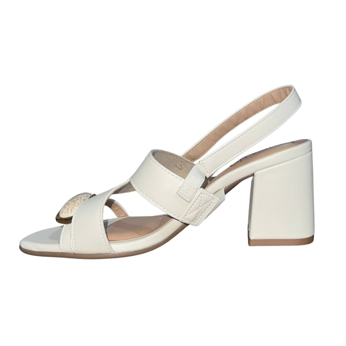 Sandália Slingback de Salto Bloco Feminino Beira Rio 8436.243 Off White Branco 5