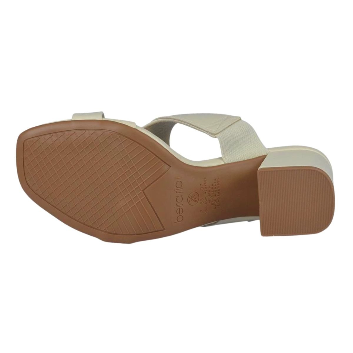 Tamanco de Salto Bloco Fivela Feminino Beira Rio 8436.240 Off White Branco 7