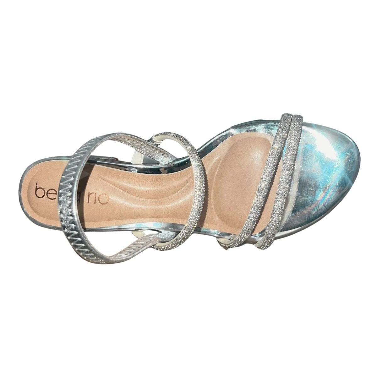 Sandália de Salto Bloco com Pedrarias Feminino Beira Rio 8345.647 Prata Prata 3